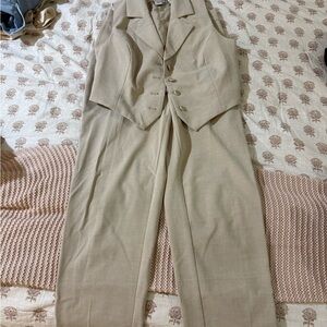 Rachel Zoe Beige Two-Piece Suit Set